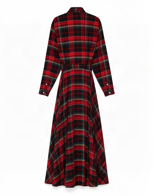 Ralph Lauren Womens Long Sleeve Maxi Dress US 8 Medium Red Check