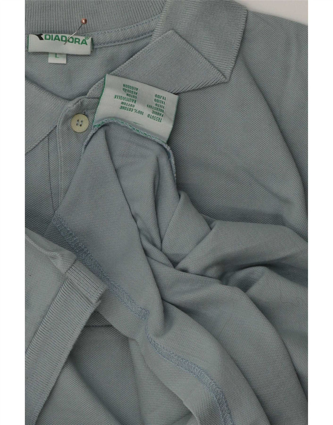Diadora Mens Polo Shirt Large Blue Cotton