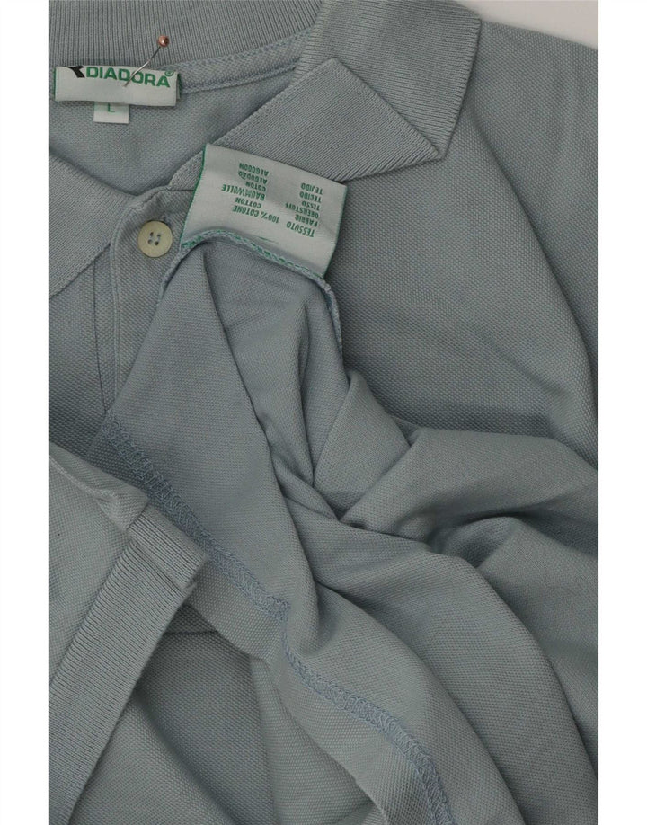 Diadora Mens Polo Shirt Large Blue Cotton
