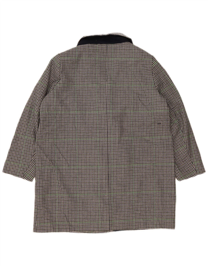 Marks & Spencer Womens Overcoat UK 22 3XL Navy Blue Houndstooth Polyester