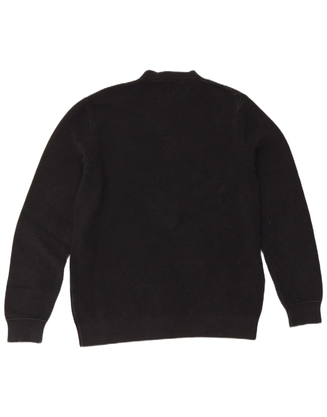 Zara Mens Crew Neck Jumper Sweater Medium Black Cotton