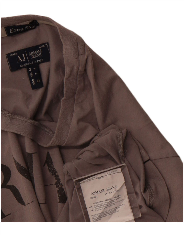 Armani Jeans Mens Extra Slim Graphic T-Shirt Top Large Grey Cotton