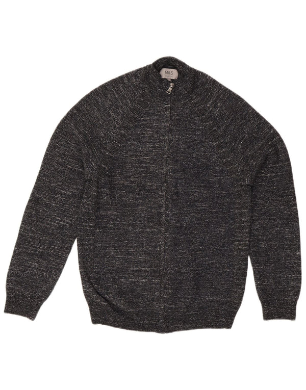 Marks & Spencer Mens Cardigan Sweater Small Black Flecked Polyester
