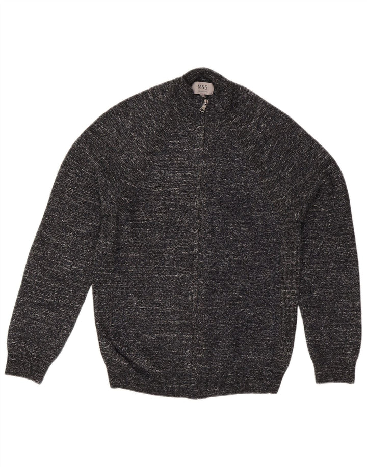 Marks & Spencer Mens Cardigan Sweater Small Black Flecked Polyester