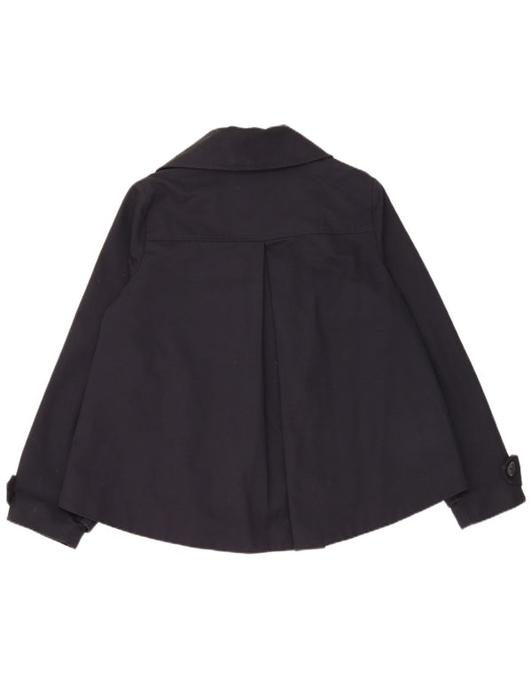 Les Copains Womens Oversized Pea Coat UK 10 Small Navy Blue Cotton