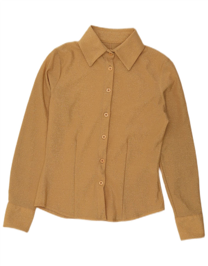 Vintage Womens Shirt UK 10 Small Gold Polyester