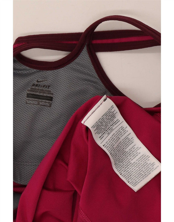 Nike Womens Dri Fit Vest Top UK 14 Large Pink Polyester