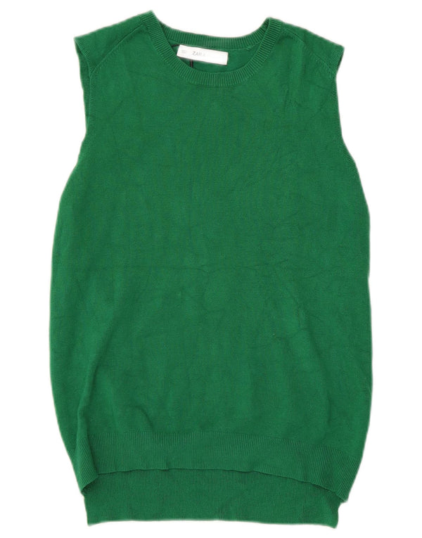 Zara Womens Vest Tank Top UK 12 Medium Green Viscose