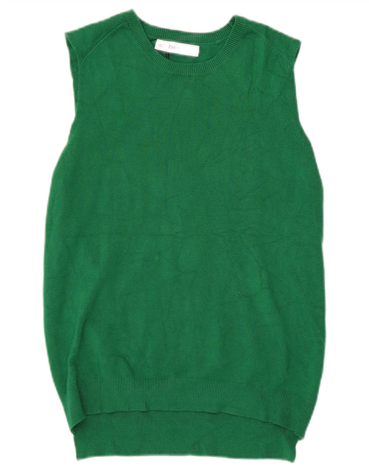 Zara Womens Vest Tank Top UK 12 Medium Green Viscose