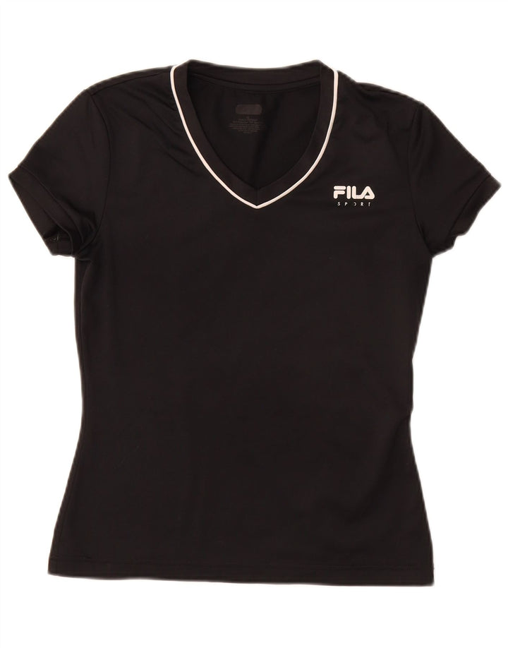 FILA Womens T-Shirt Top UK 6 XS Black