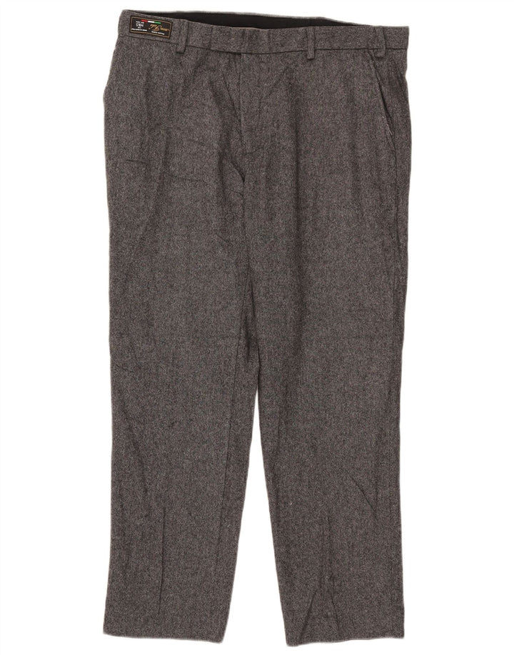 Marks & Spencer Mens Tailored Straight Suit Trousers W36 L29 Grey Flecked