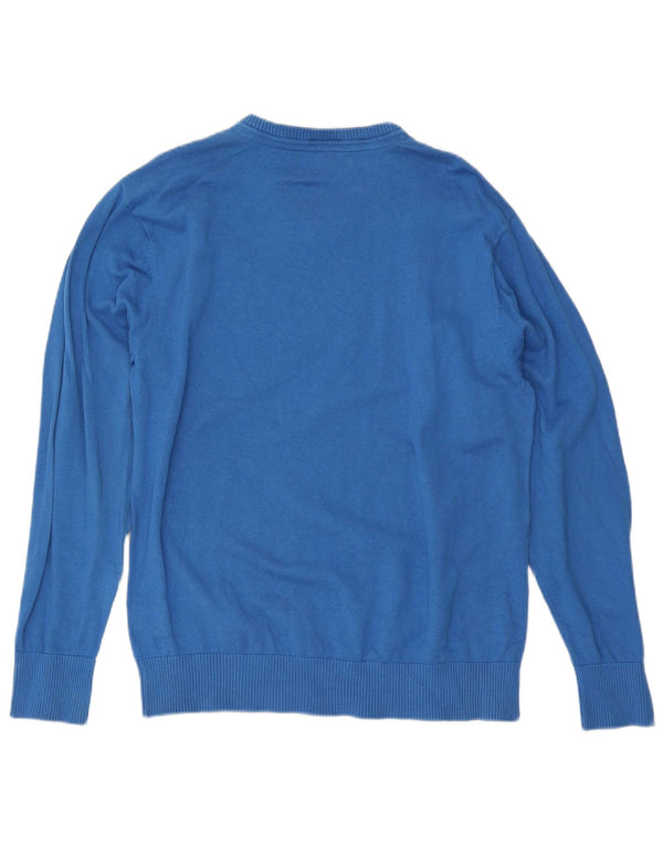 Crew Clothing Mens V-Neck Jumper Sweater XL Blue Cotton
