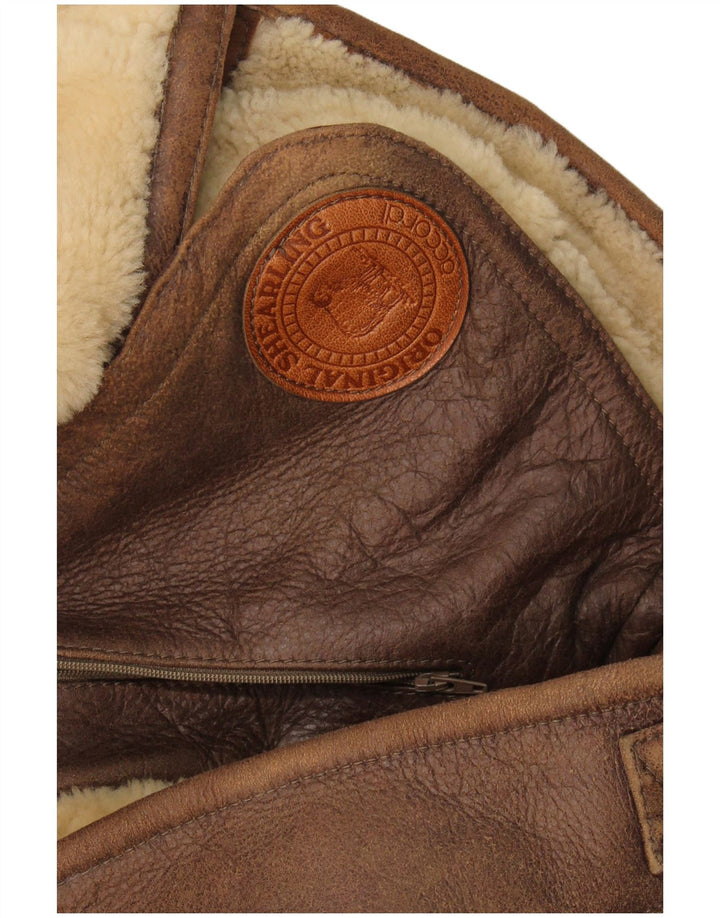 Vintage Mens Shearling Jacket UK 42 XL Brown Shearling