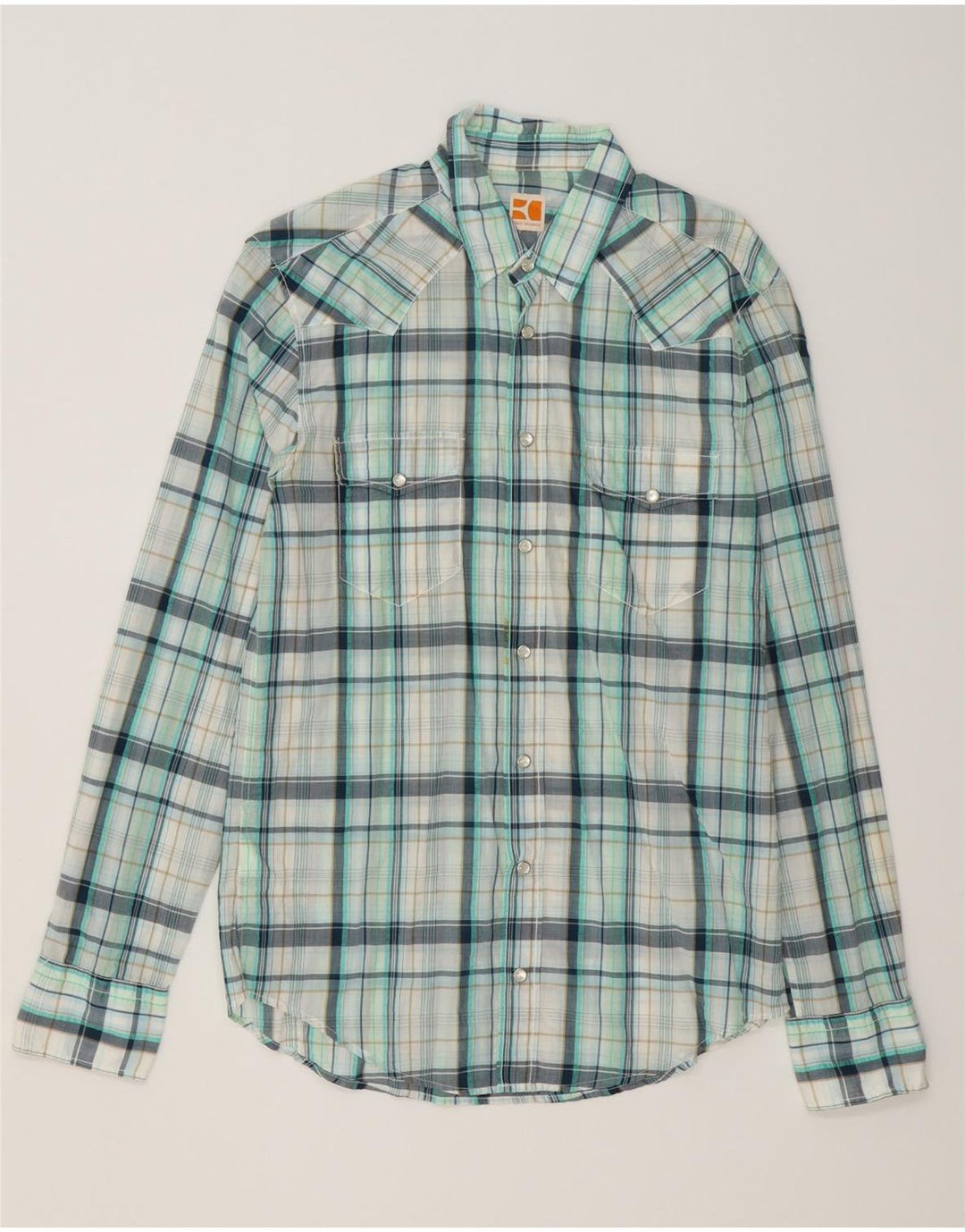 HUGO BOSS Mens Shirt Medium Blue Check Cotton