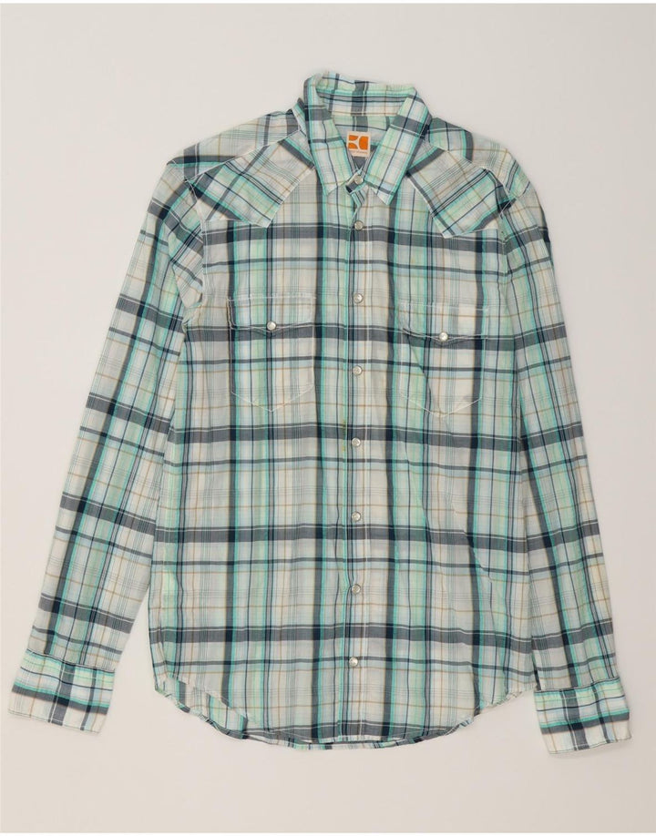 HUGO BOSS Mens Shirt Medium Blue Check Cotton