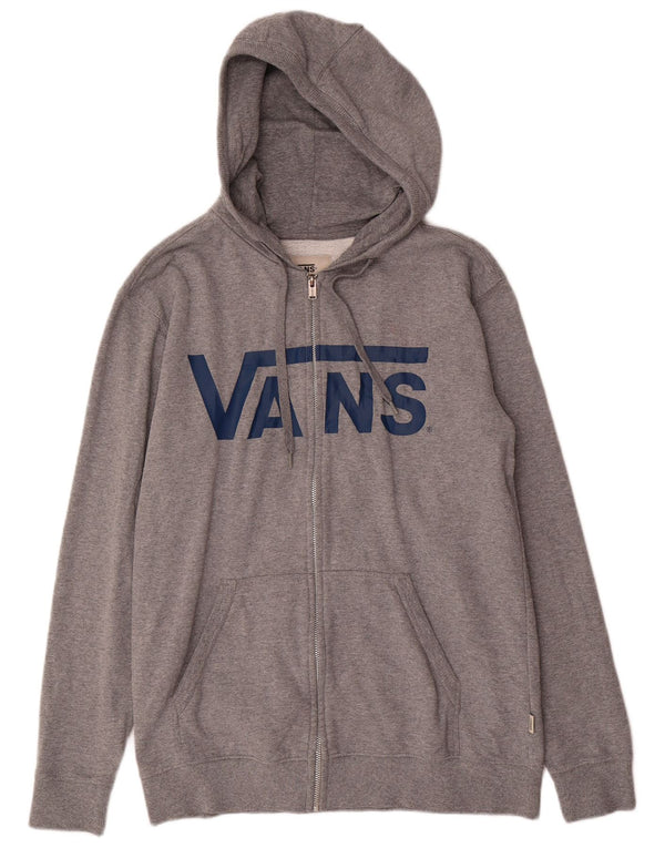 VANS Mens Graphic Zip Hoodie Sweater Medium Grey Cotton
