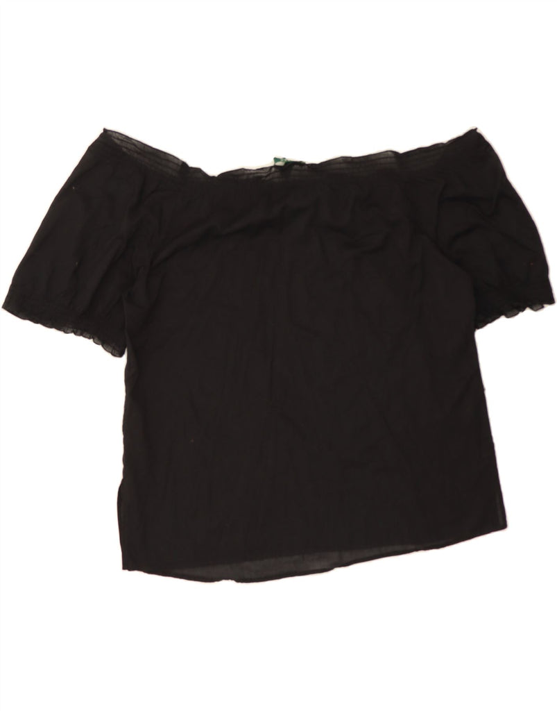 RALPH LAUREN Womens Off Shoulder Top UK 18 XL Black Cotton Vintage Ralph Lauren and Second-Hand Ralph Lauren from Messina Hembry 