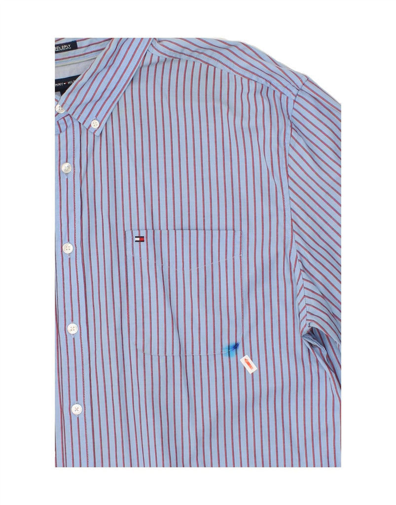 TOMMY HILFIGER Mens Shirt 2XL Blue Striped Cotton | Vintage Tommy Hilfiger | Thrift | Second-Hand Tommy Hilfiger | Used Clothing | Messina Hembry 