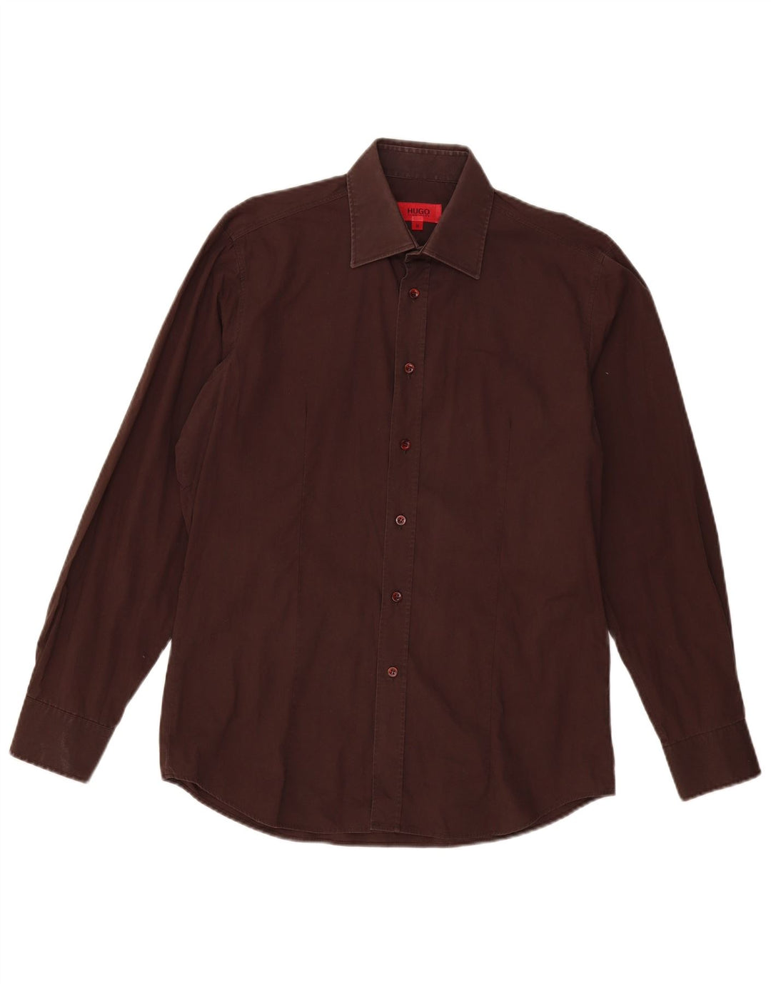 Hugo Boss Mens Shirt Medium Brown Cotton