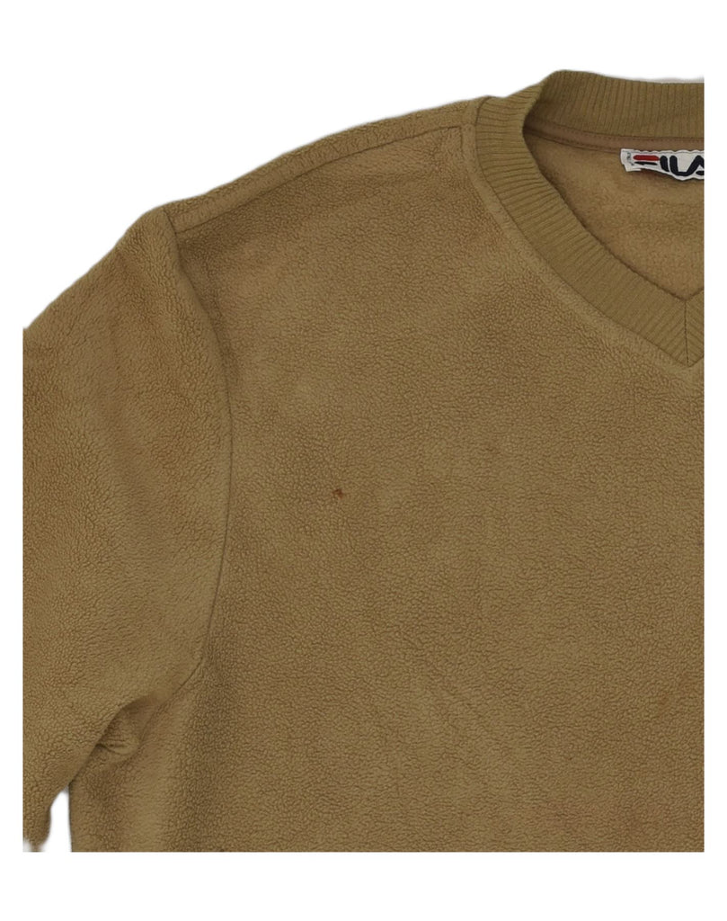 FILA Mens Fleece Jumper IT 50 Medium Khaki Polyester | Vintage Fila | Thrift | Second-Hand Fila | Used Clothing | Messina Hembry 