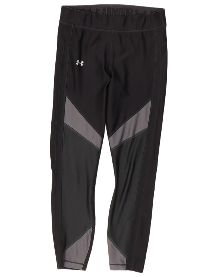 Under Armour Womens Leggings UK 12 Medium Black Colourblock Polyester