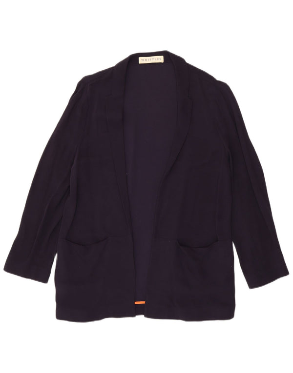 WHISTLES Womens Open Blazer Jacket UK 12 Medium Navy Blue Viscose