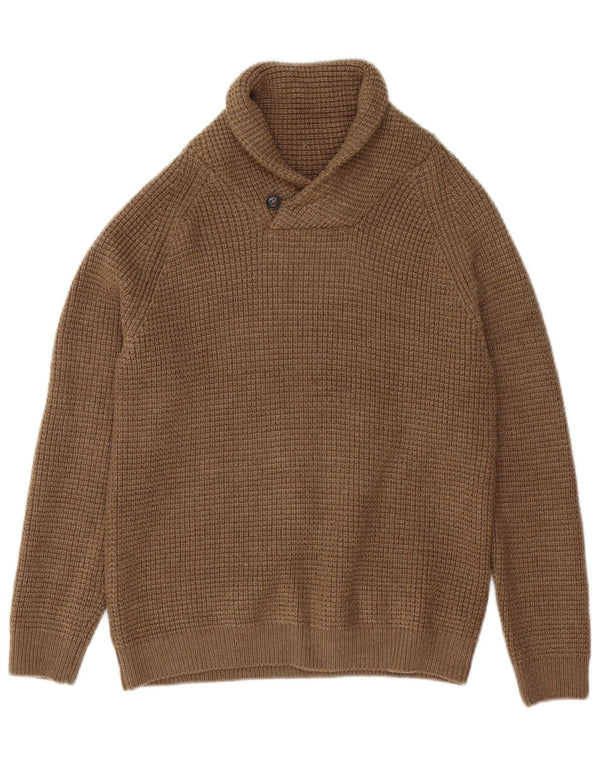 Zara Boys Shawl Neck Jumper Sweater 11-12 Years Brown Acrylic