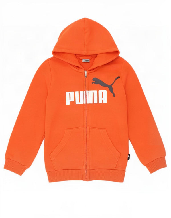 Puma Boys Graphic Zip Hoodie Sweater 3-4 Years Orange Cotton