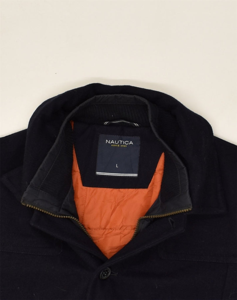 NAUTICA Mens Overcoat UK 40 Large Navy Blue Wool | Vintage Nautica | Thrift | Second-Hand Nautica | Used Clothing | Messina Hembry 