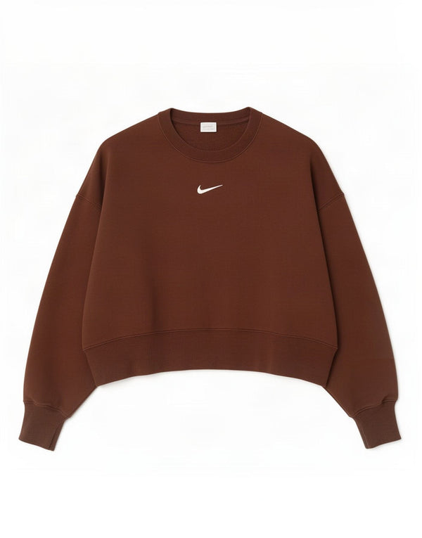 Nike Womens Oversized Sweatshirt Jumper UK 10 Small Brown Cotton