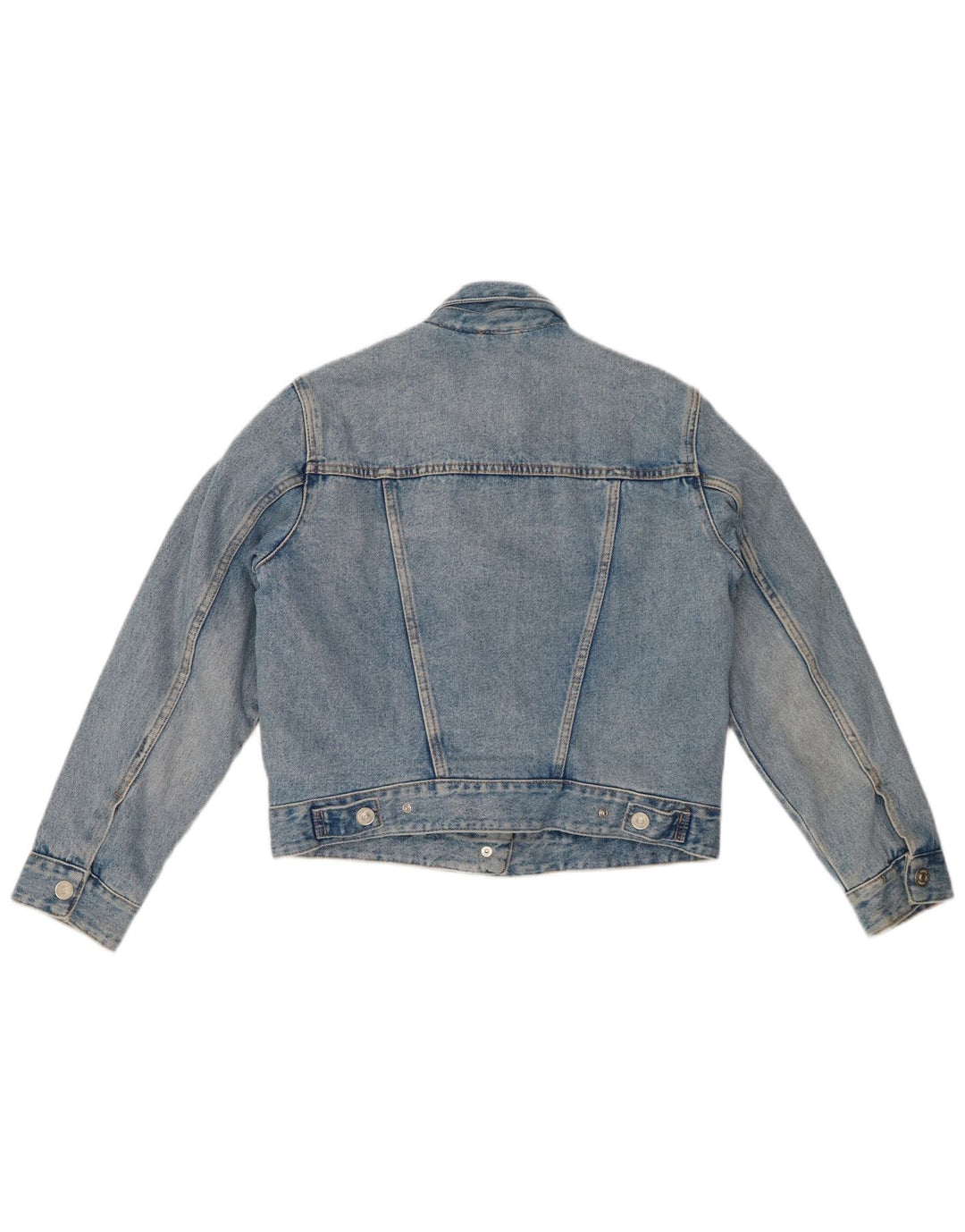 ZARA Womens Denim Crop Sherpa Jacket UK 10 Small Blue Cotton