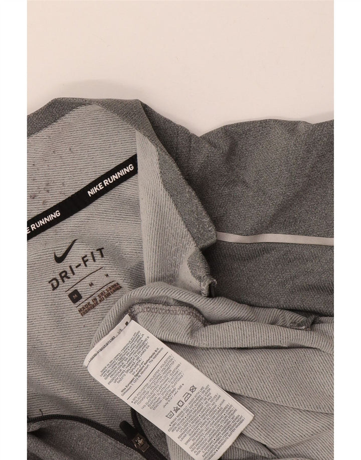 Nike Mens Dri Fit Zip Neck Top Long Sleeve Medium Grey Polyester