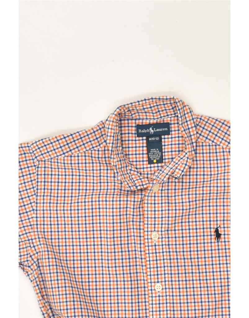 RALPH LAUREN Boys Shirt 10-11 Years Medium  Orange Check Cotton | Vintage Ralph Lauren | Thrift | Second-Hand Ralph Lauren | Used Clothing | Messina Hembry 