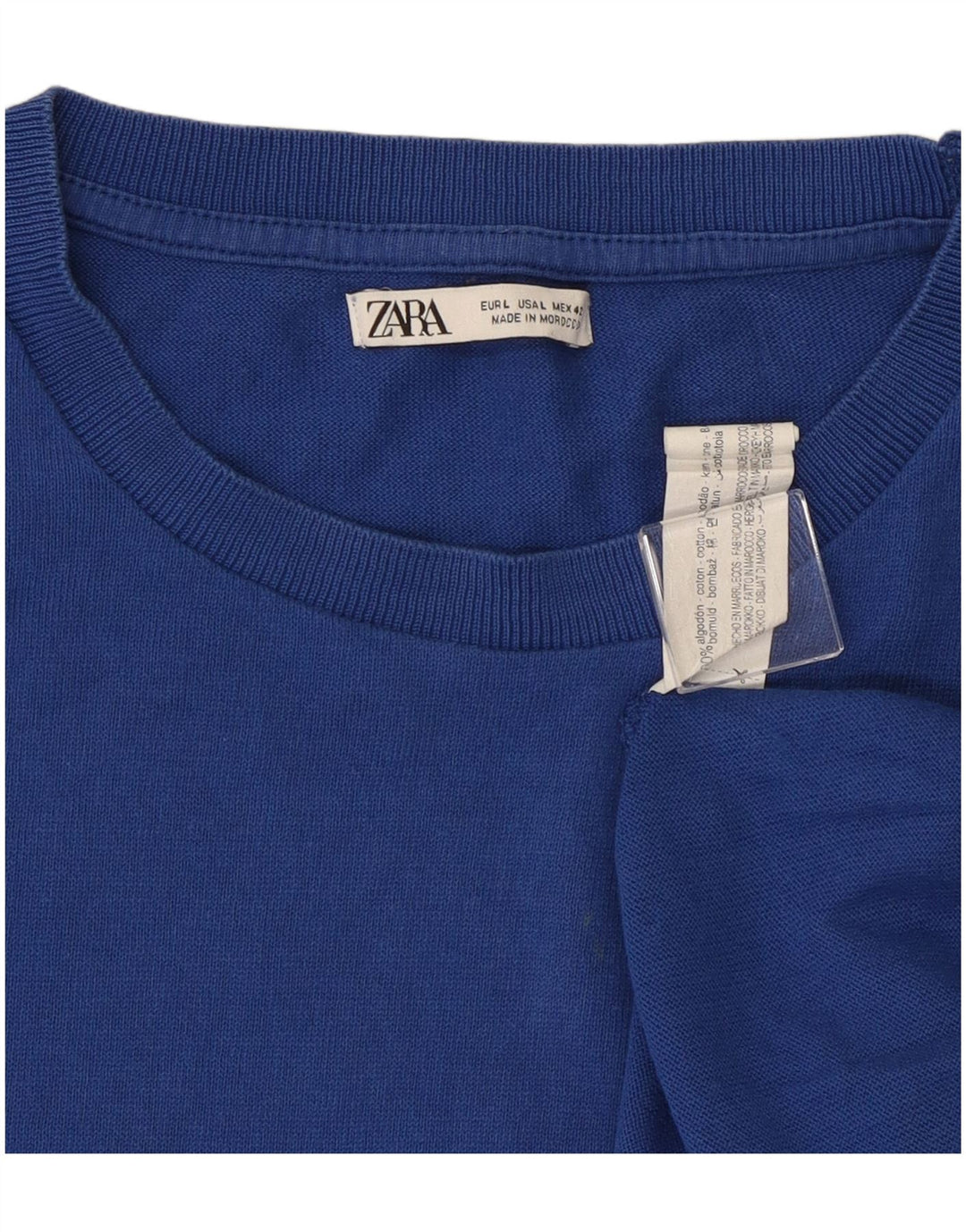 Zara Mens T-Shirt Top Large Blue Cotton