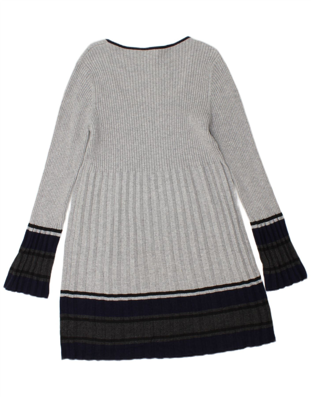 Phase Eight Womens Jumper Dress UK 14 Medium Grey Colourblock Cotton