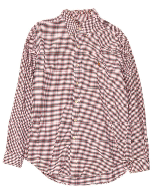 Ralph Lauren Mens Classic Fit Flannel Shirt Medium Red Gingham Cotton