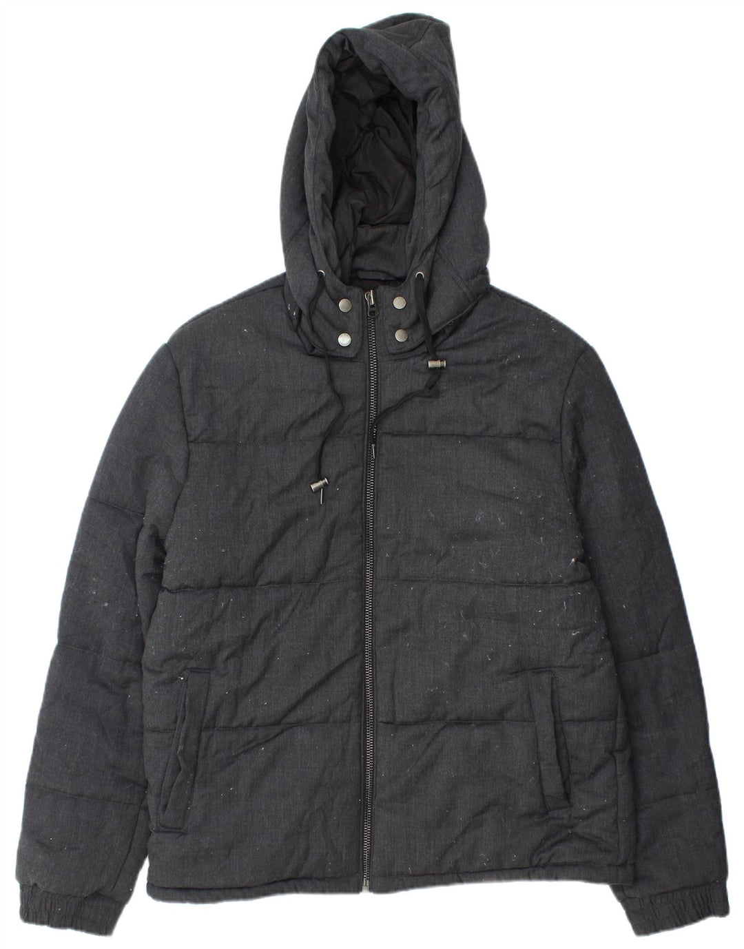 French Connection Mens Hooded Padded Jacket UK 42 XL Black Wool