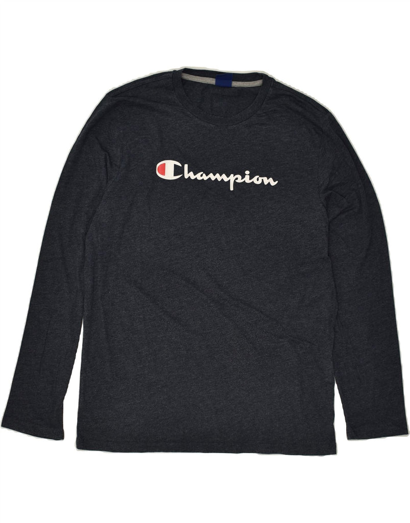 CHAMPION Mens Authentic Graphic Top Long Sleeve 2XL Navy Blue Cotton | Vintage Champion | Thrift | Second-Hand Champion | Used Clothing | Messina Hembry 