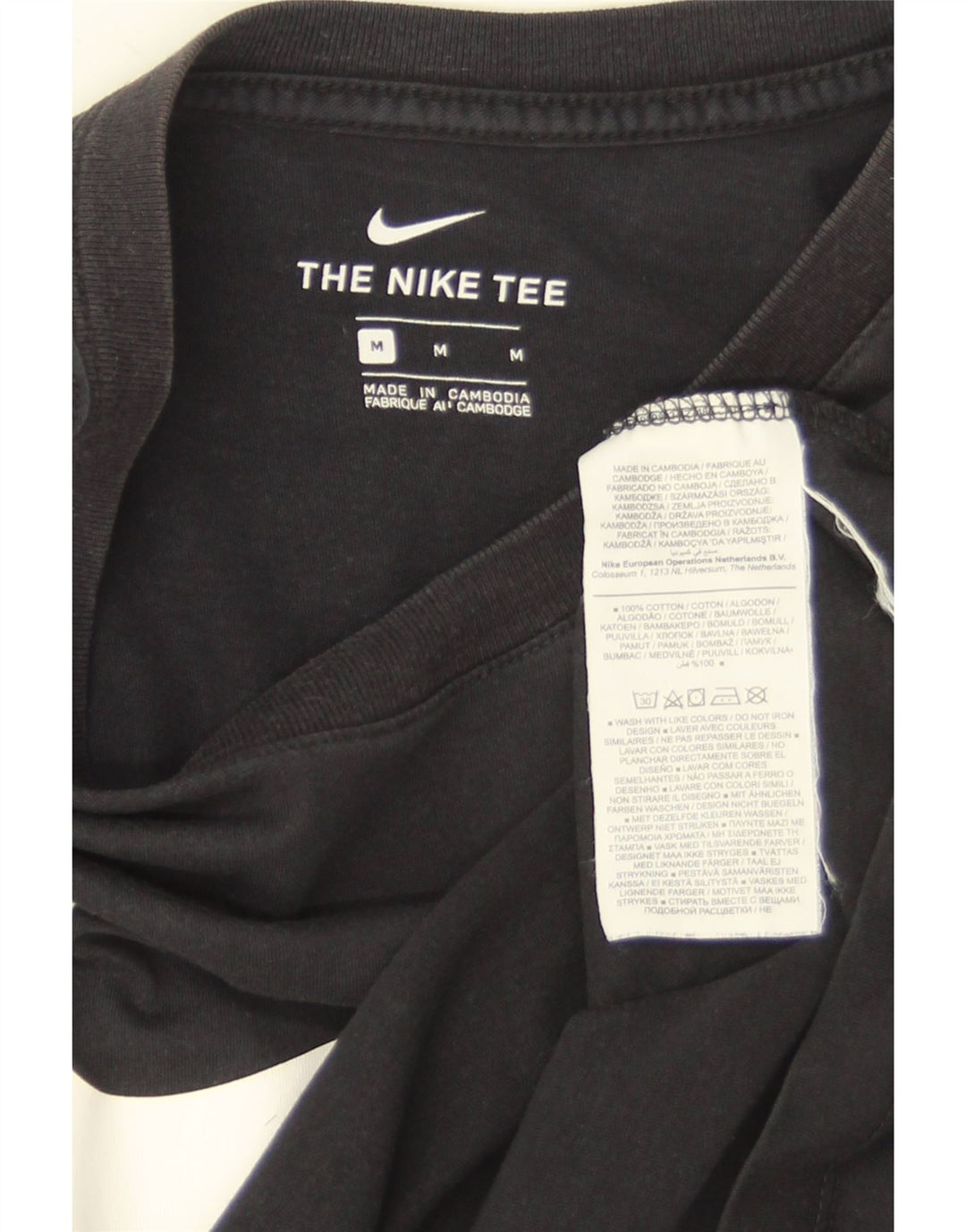 Nike Mens Swoosh Graphic T-Shirt Top Medium Black Cotton