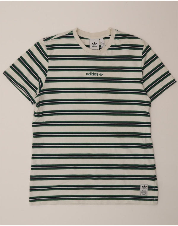 Adidas Mens Graphic T-Shirt Top Large White Striped Cotton