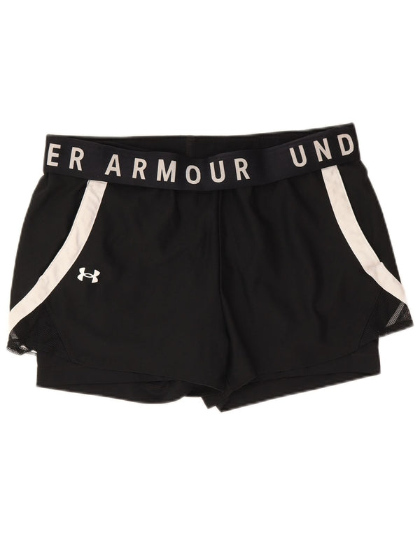 Under Armour Womens Graphic Sport Shorts UK 18 XL Black Colourblock