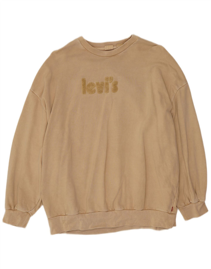 Levi's Mens Graphic Oversized Sweatshirt Jumper Small Beige Cotton