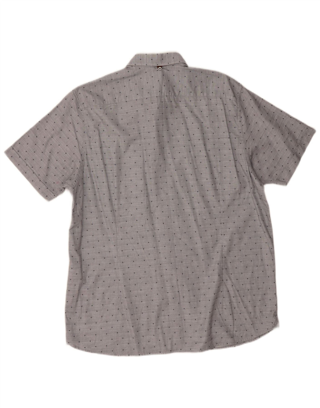 Ted Baker Mens Short Sleeve Shirt Size 5 XL Grey Spotted Cotton