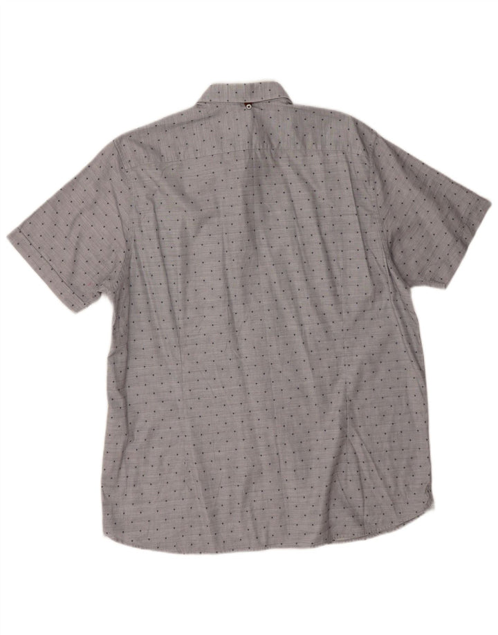 Ted Baker Mens Short Sleeve Shirt Size 5 XL Grey Spotted Cotton