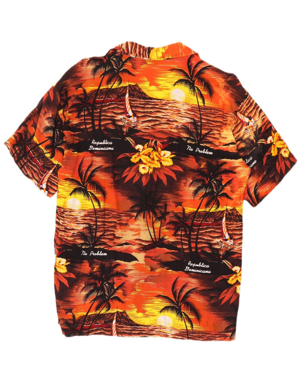AREMAR Mens Short Sleeve Shirt Large Multicoloured Floral Hawaiian