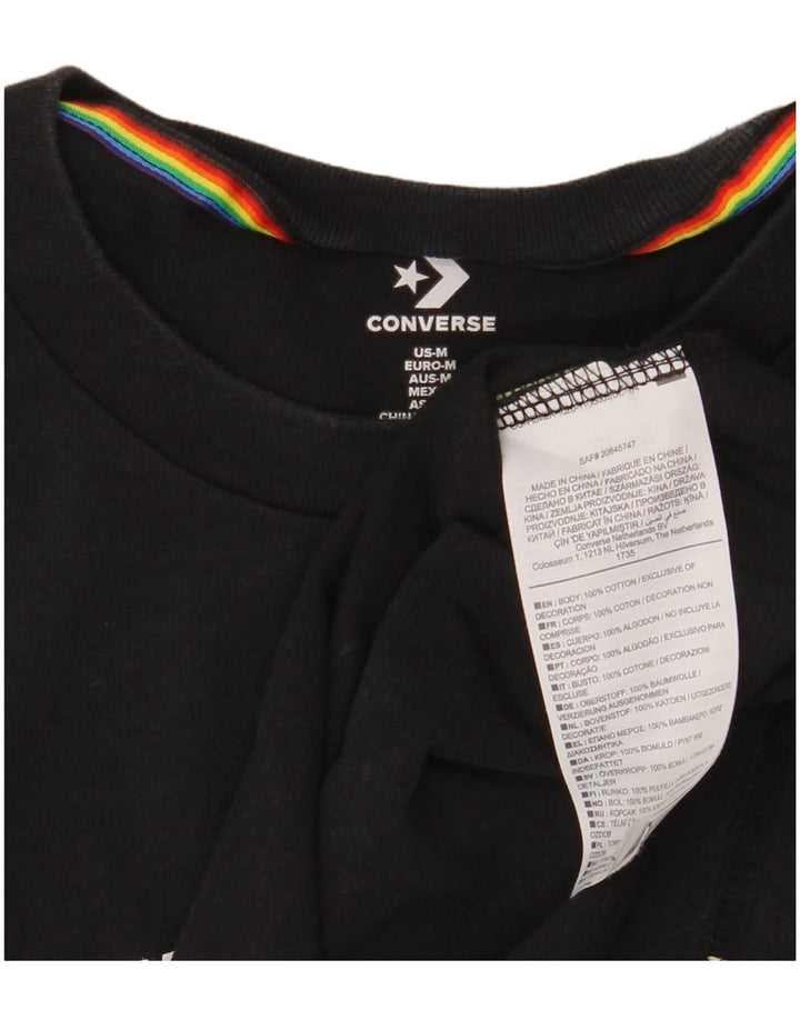 Converse Mens Graphic T-Shirt Top Medium Black Cotton