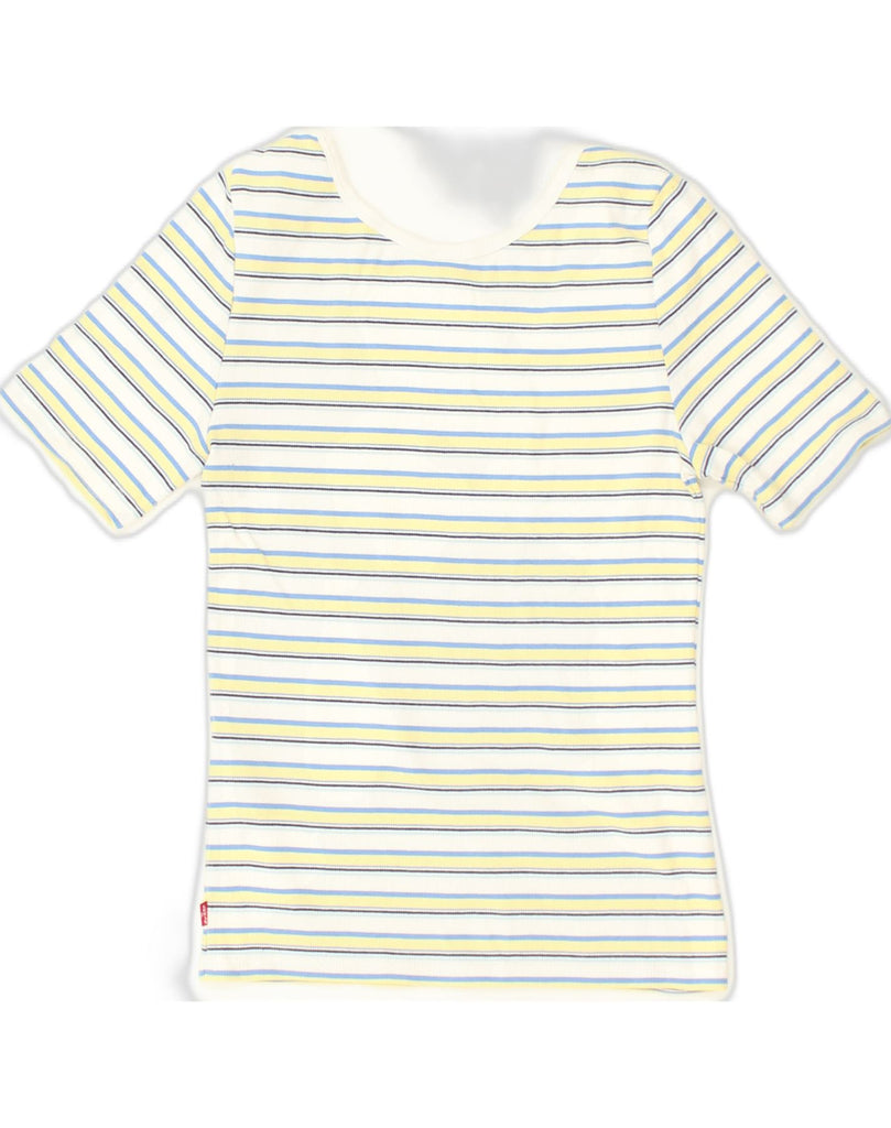 LEVI'S Womens T-Shirt Top UK 8 Small Multicoloured Striped Cotton | Vintage Levi's | Thrift | Second-Hand Levi's | Used Clothing | Messina Hembry 