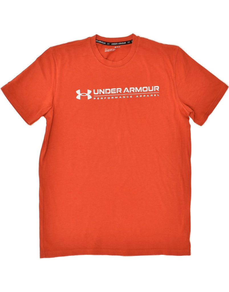 UNDER ARMOUR Mens Graphic T-Shirt Top Medium Orange Cotton | Vintage Under Armour | Thrift | Second-Hand Under Armour | Used Clothing | Messina Hembry 