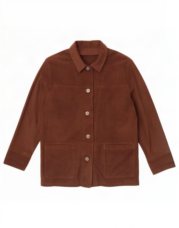 Vintage Womens Suede Jacket IT 48 XL Brown Leather