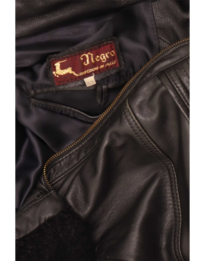 Vintage Mens Leather Jacket IT 52 XL Black